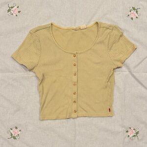 Levi's Yellow Ribbed Crop Top